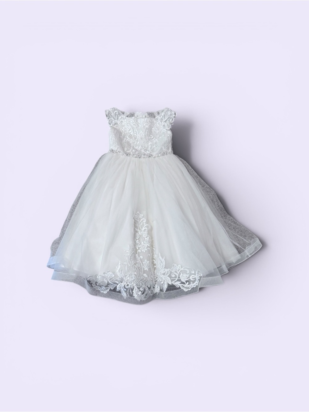 Flower girl dress with beautiful full tulle skirt and lace